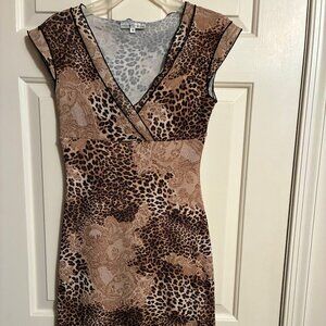 Women's Animal Print Sheer Dress Size Medium w/Built in Slip
